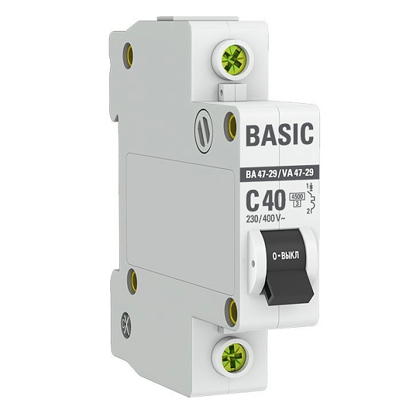 Автоматический выключатель ВА 47-29 1P 40А (C) 4,5кА BASIC
