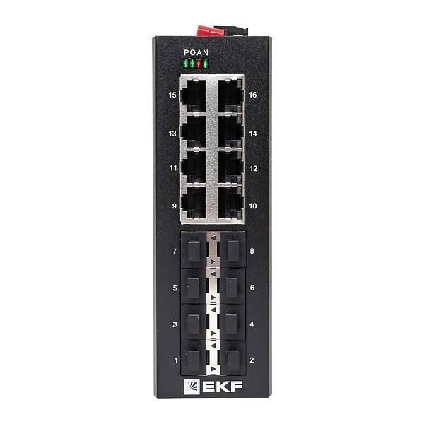 Промышленный неуправляемый коммутатор U-8GX/SFP-8GT, 8 портов 1000Base-X SFP, 8 портов 10/100/1000Base-T(X) RJ45, монтаж на динрейку TSX EKF
