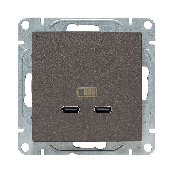 Механизм розетки USB-C - 2шт, мокко Эпика EKF