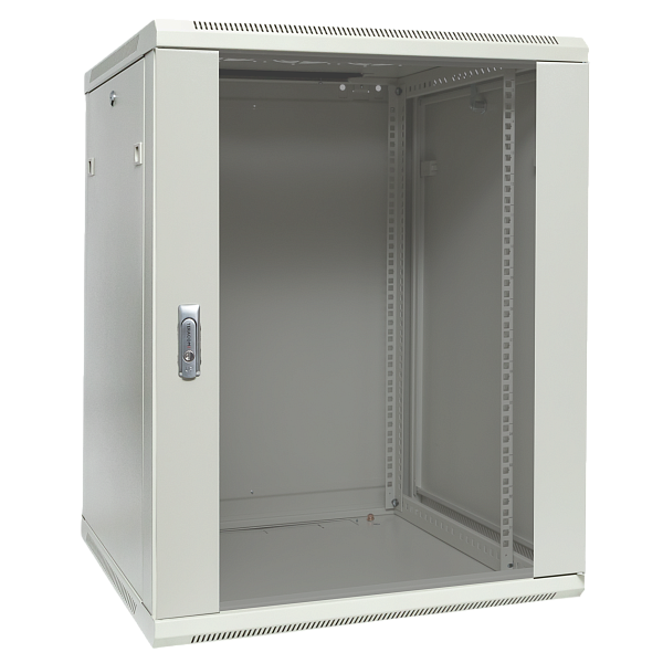 Шкаф настенный 19" TERACOM PRO 12U 600x600 мм дверь стеклянная с замком-ручкой серый