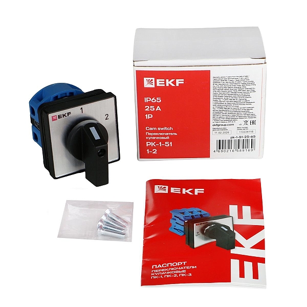 Переключатель кулачковый ПК-1-51 25А 1P «1-2» IP65 EKF