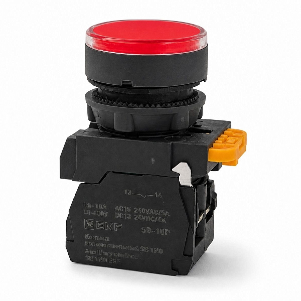 Кнопка SB-27 плоская без фиксации c подсветкой 220V AC 1NC красная IP65 EKF
