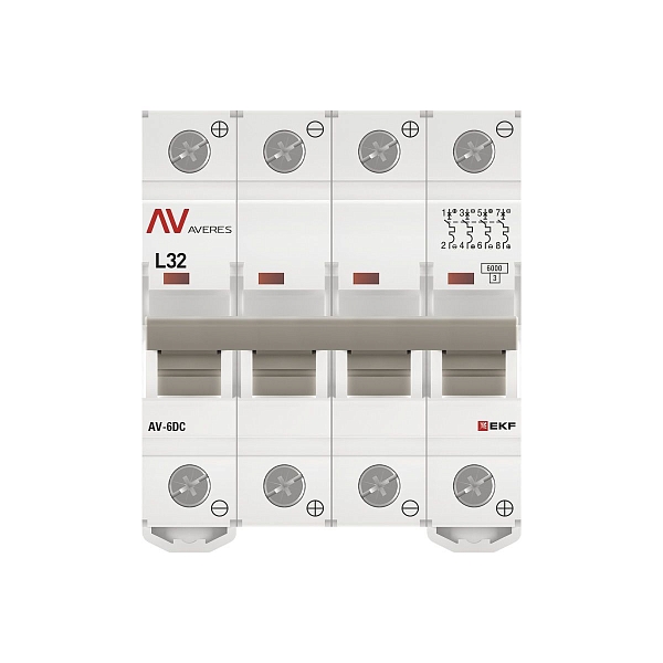 Выключатель автоматический AV-6 DC 4P 32A (L) 6kA EKF AVERES
