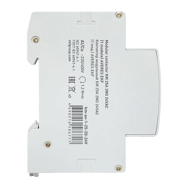 Контактор модульный КМ 25А 2NO 24В АС (1 мод.) AVERES EKF