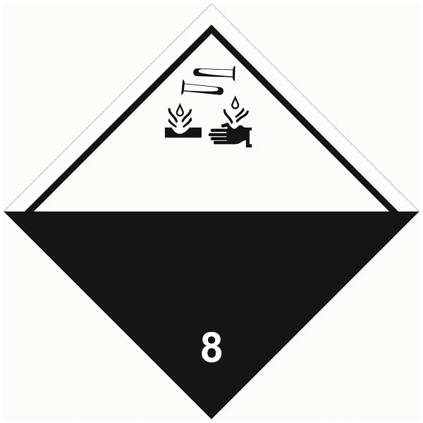 Знак наклейка для маркировки опасных грузов "Кл.8" (250x250) ГОСТ 19433-88 EKF PROxima