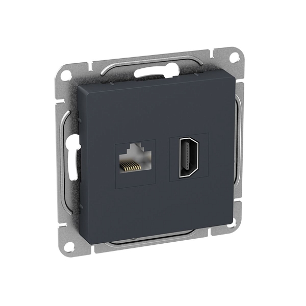Механизм розетки HDMI+RJ45 (cat5), графит Эпика EKF