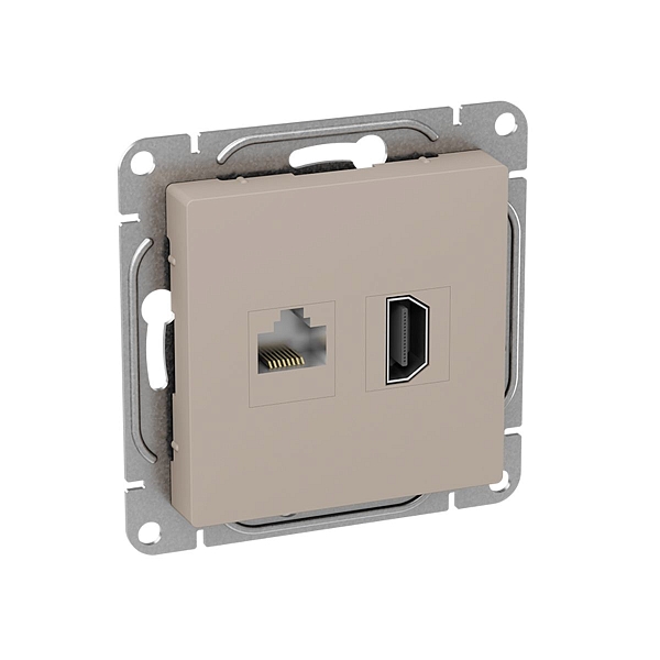 Механизм розетки HDMI+RJ45 (cat5), кремовый Эпика EKF