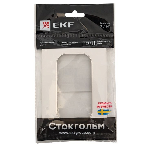 Стокгольм Рамка для розетки 2-местная белая EKF