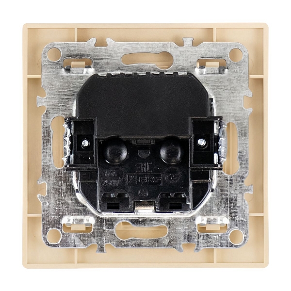 Минск Розетка 1-местная СП с/з 16А бежевая с защ. штор. с 2 USB 2,1А EKF