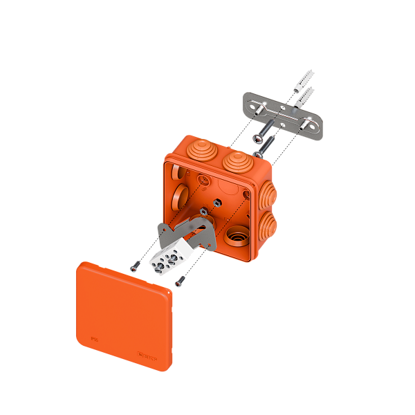 Коробка огнестойкая E45 85x85x40мм с клеммниками 4 полюса 0,5-4мм2 IP55 HF EKF