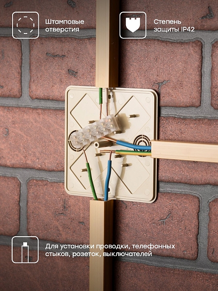 Коробка разветвительная КМР-030-032кг (100x100x28) с клеммником светл. дер. EKF