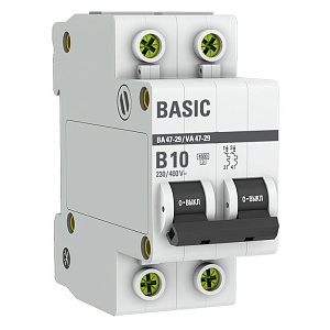 Автоматический выключатель ВА 47-29 2P 10А (B) 4,5кА BASIC