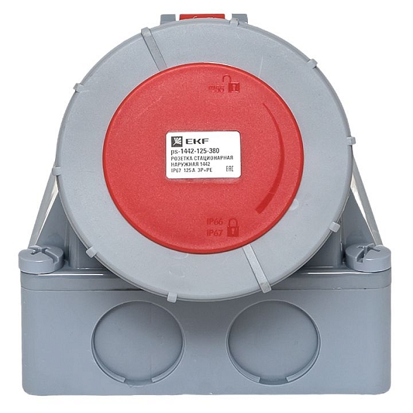 Розетка стационарная наружная 1442 3Р+РЕ 125А 380В IP67 EKF PROxima