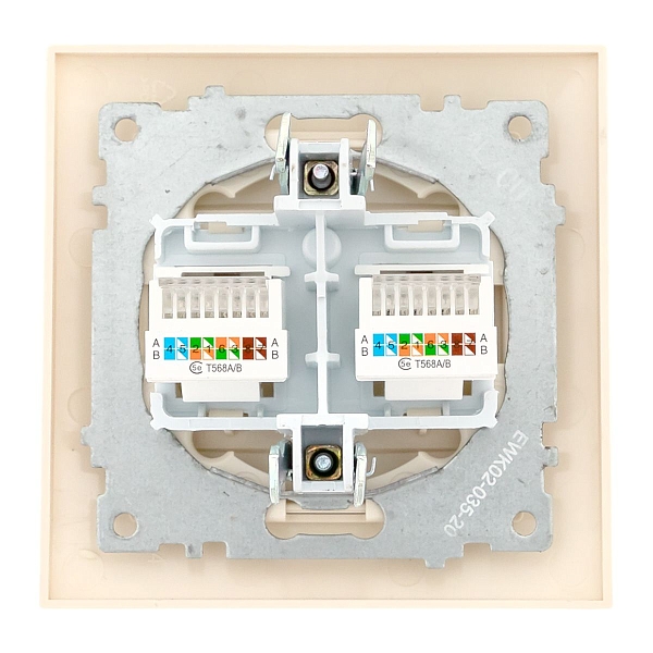 Валенсия розетка компьютерная RJ-45 2-местная кремовая EKF