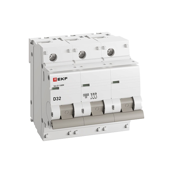Автоматический выключатель ВА 47-100M 3P 32А (D) 10kA без теплового расцепителя EKF PROXIMA