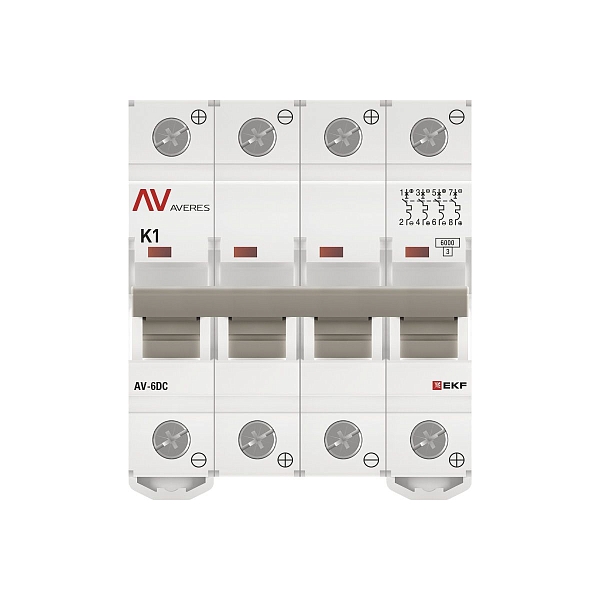 Выключатель автоматический AV-6 DC 4P 1A (K) 6kA EKF AVERES