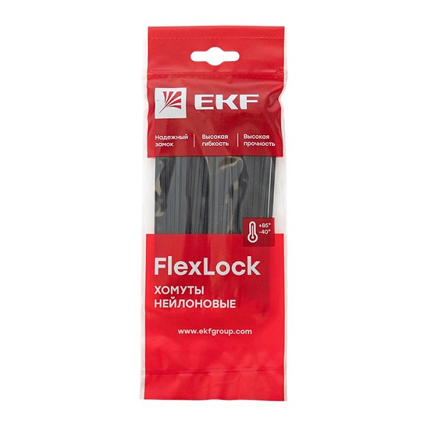 Хомут P6.6 стандартный (ч), 2.5x100 (100шт) FlexLock EKF