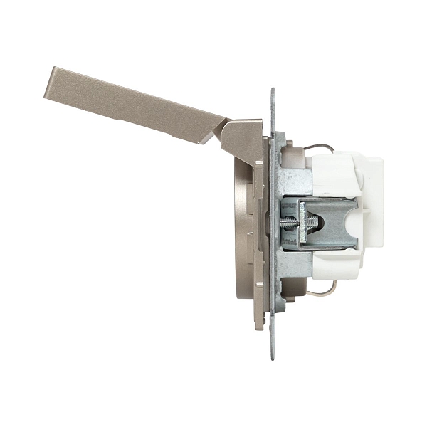 Механизм розетки, 16А, IP44, с заземлением, со шторками, c крышкой, шампань Эпика EKF