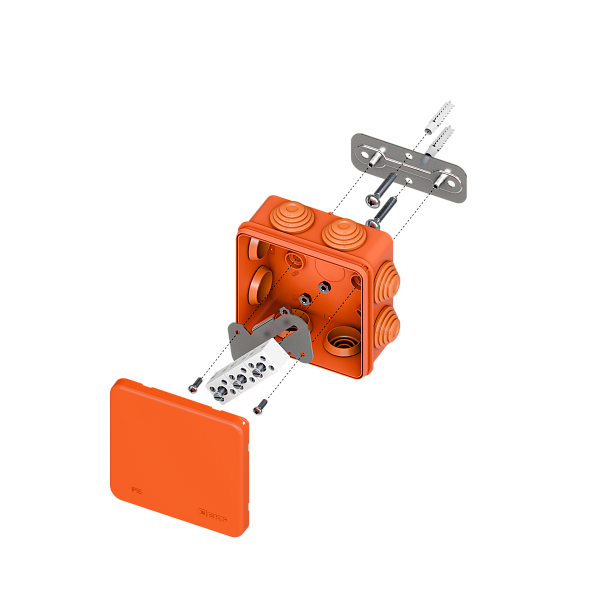 Коробка огнестойкая E45 85x85x40мм с клеммниками 6 полюсов 0,5-4мм2 IP55 HF EKF