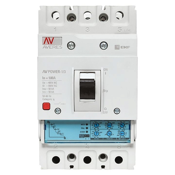 Выключатель автоматический в литом корпусе AV-POWER-1/3 100А 50кА ETU2.0 EKF