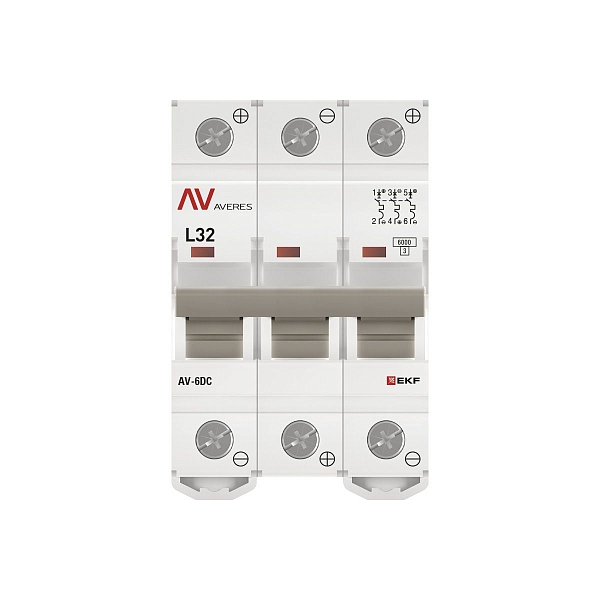 Выключатель автоматический AV-6 DC 3P 32A (L) 6kA EKF AVERES