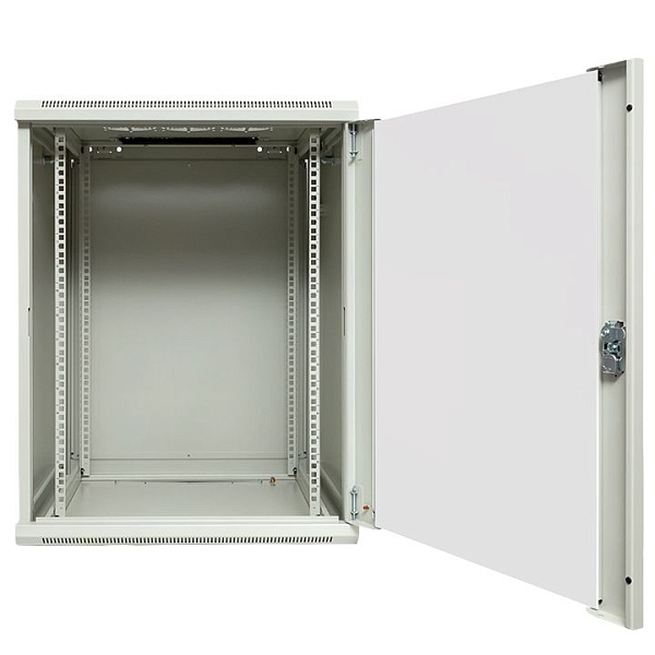 Шкаф настенный 19" TERACOM PRO 15U 600x600 мм дверь стеклянная с замком-ручкой серый
