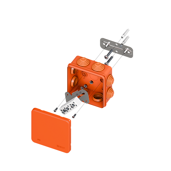 Коробка огнестойкая E45 85x85x40мм с клеммниками 5 полюсов 0,5-6мм2 IP55 HF EKF