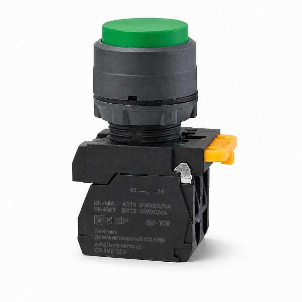 Кнопка выпирающая SB-25 без фиксации 1NO+1NС зеленая IP65 EKF