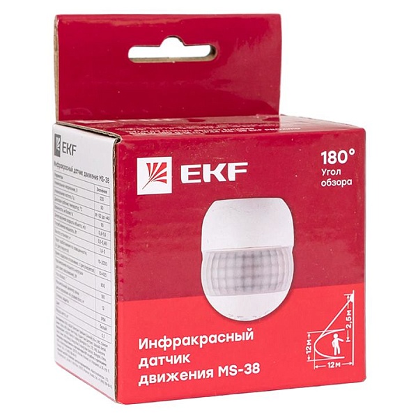 ИК датчик движения наст. 800Вт 180 град до 12м IP44 MS-38 EKF PROxima