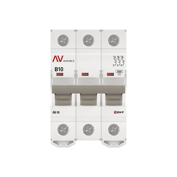 Выключатель автоматический AV-10 3P 10A (B) 10kA EKF AVERES