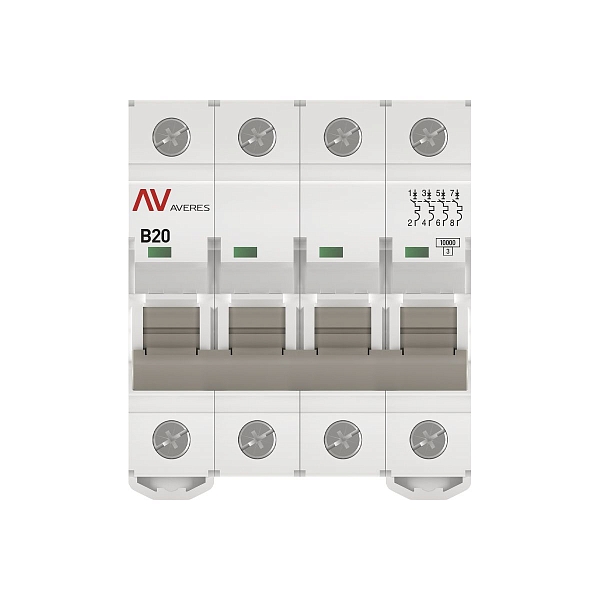 Выключатель автоматический AV-10 4P 20A (B) 10kA EKF AVERES