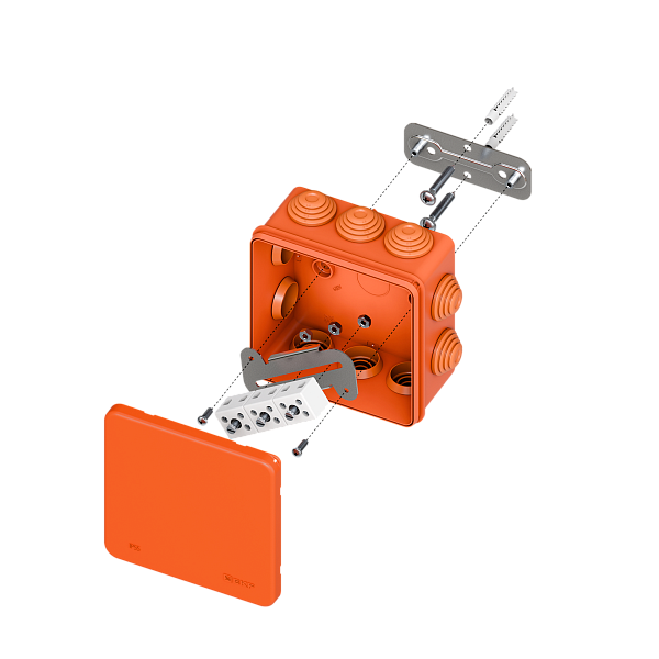 Коробка огнестойкая E45 100x100x50мм с клеммникам 6 полюсов 0,5-10мм2 IP55 HF EKF