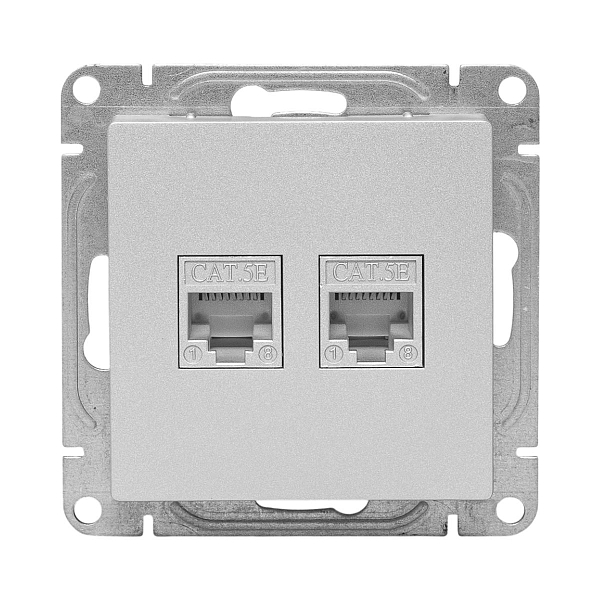 Механизм розетки RJ45 - 2шт, (cat5), алюминий Эпика EKF