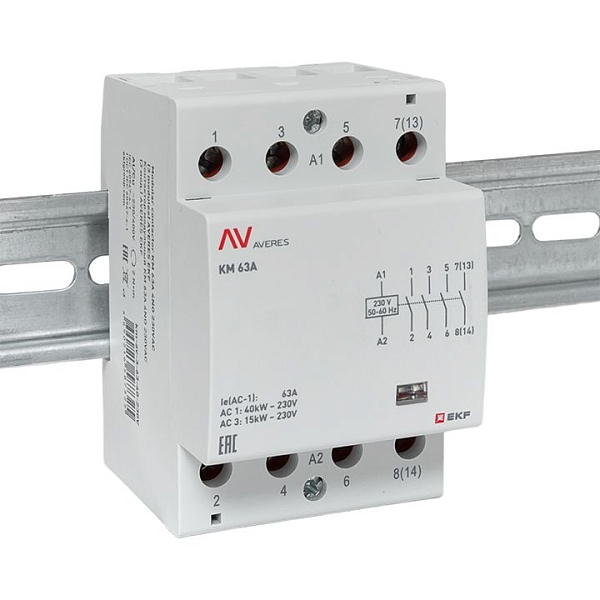 Контактор модульный КМ 63А 4NO 230В АС (3 мод.) AVERES EKF