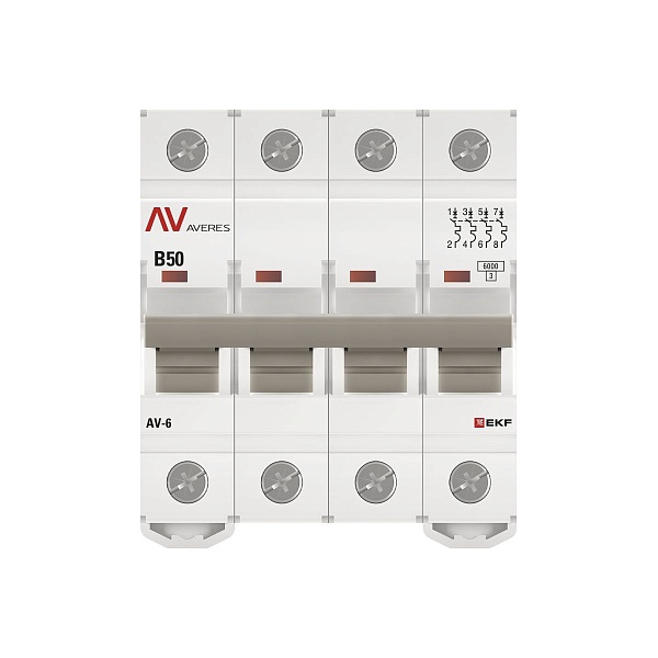Выключатель автоматический AV-6 4P 50A (B) 6kA EKF AVERES