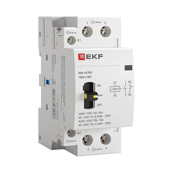 Контактор модульный КМ РУ 40А 1NO+1NC 230В АС (2 мод.) PROXIMA EKF
