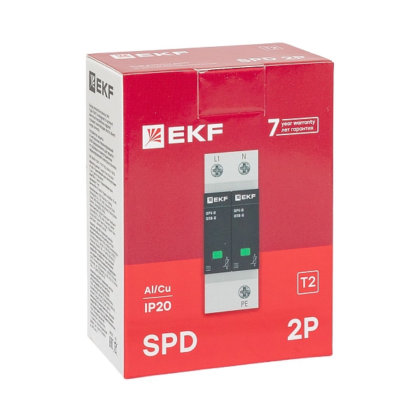 Ограничитель импульсных напряжений ОПВ-D/2P In 5кА 275В с сигн. EKF