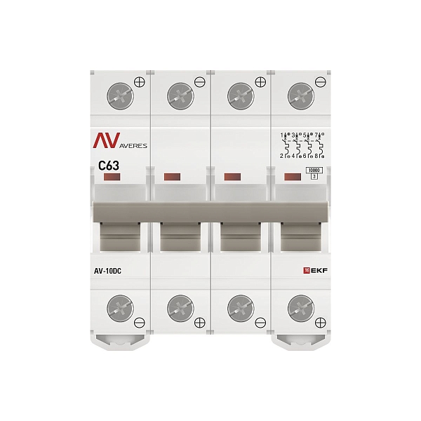 Выключатель автоматический AV-10 DC 4P 63A (C) 10kA EKF AVERES