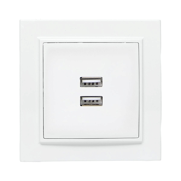 Минск Розетка USB 2-местная СП 2,1А белая EKF