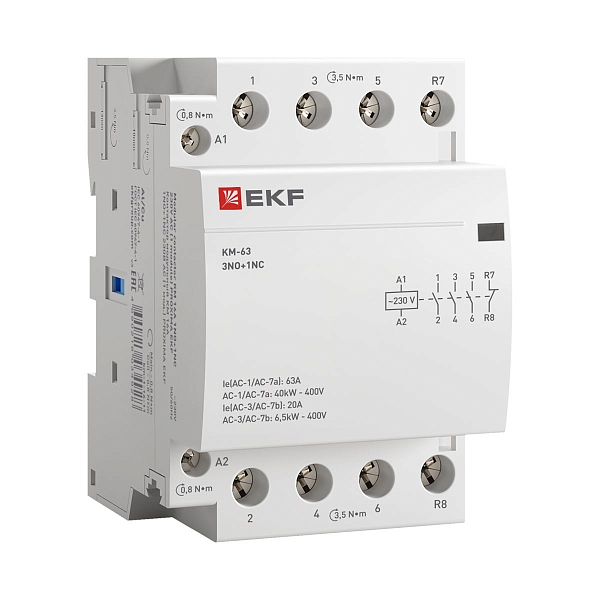 Контактор модульный КМ 63А 3NO+1NC 230В АС (3 мод.) PROXIMA EKF
