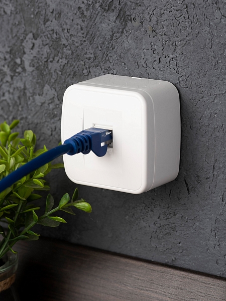 Минск Розетка RJ-45 1-местная, ОП 1А, 120В, белая EKF