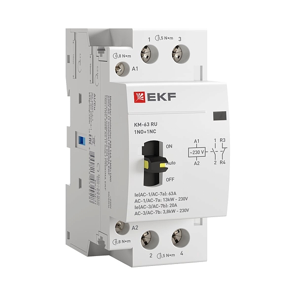 Контактор модульный КМ РУ 63А 1NO+1NC 230В АС (2 мод.) PROXIMA EKF