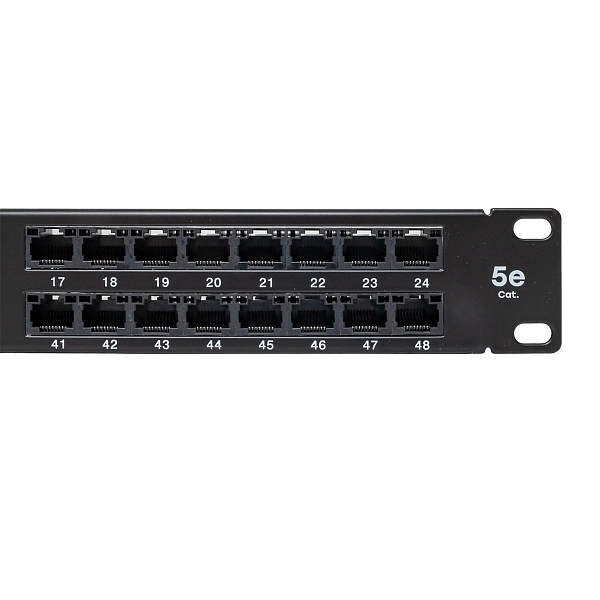 Патч-панель высокой плотности TERACOM PRO 19'' Cat.5E 1U неэкранированная UTP 48 портов RJ-45 Dual IDC с органайзером