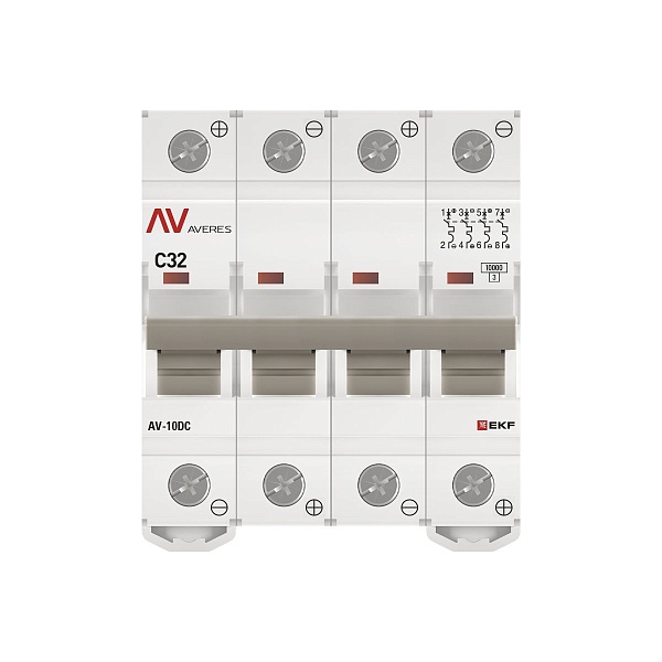 Выключатель автоматический AV-10 DC 4P 32A (C) 10kA EKF AVERES