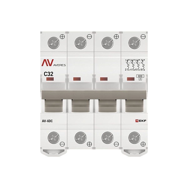 Выключатель автоматический AV-6 DC 4P 32A (C) 6kA EKF AVERES