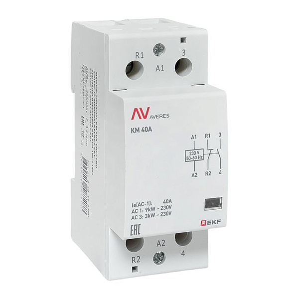 Контактор модульный КМ 40А 1NO+1NC 230В АС (2 мод.) AVERES EKF