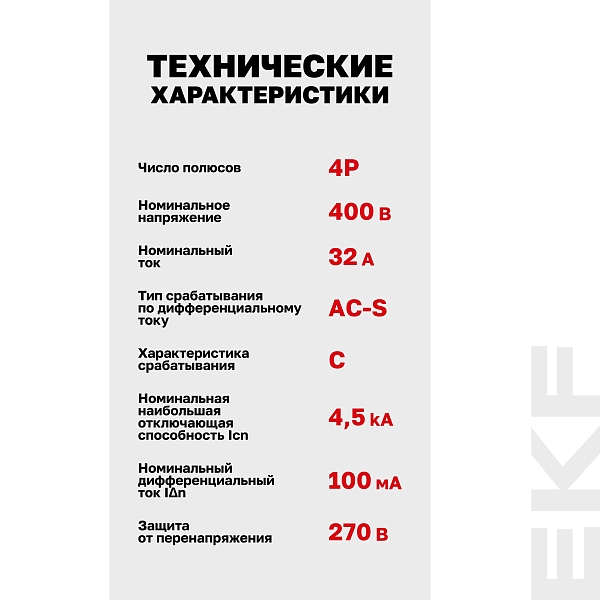 Автоматический выключатель дифференциального тока АД-4 4P (S) 32А характеристика C 100мА тип АС электронный селективный 4,5кА PROXIMA EKF