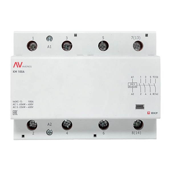 Контактор модульный КМ 100А 4NO 230В АС (6 мод.) AVERES EKF