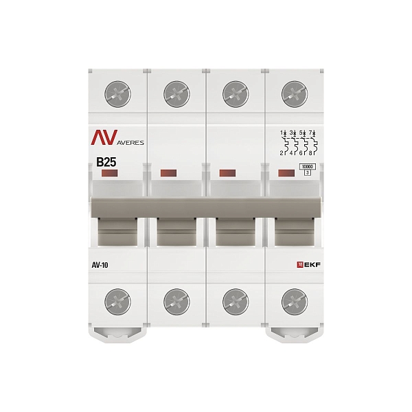 Выключатель автоматический AV-10 4P 25A (B) 10kA EKF AVERES