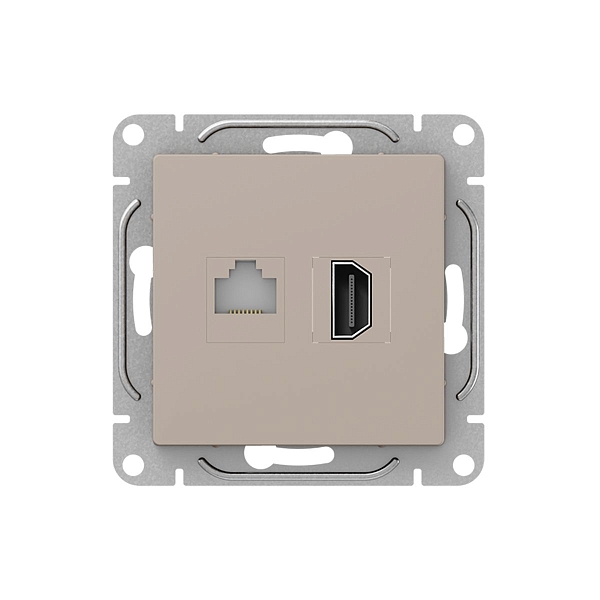 Механизм розетки HDMI+RJ45 (cat5), кремовый Эпика EKF